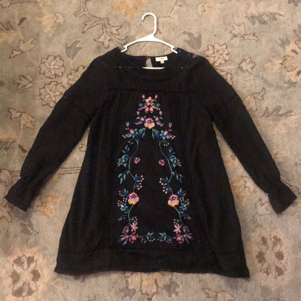 Black embroidered dress